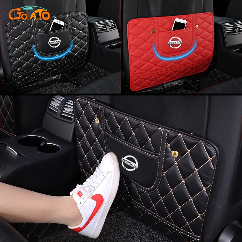 GTIOATO Tấm Bảo Vệ Lưng Ghế Oto Da Bảo Vệ Lưng Ghế Tấm Ốp Lưng Ghế Ô Tô MiếNg LóT ChốNg ThấM TúI Treo Đồ Sau Ghế Ô Tô Trang Trí NộI ThấT Ô Tô Cho Nissan X Trail Almera Sunny GTR Navara Teana Note Terra JUKE Kicks Serena ALTIMA Leaf