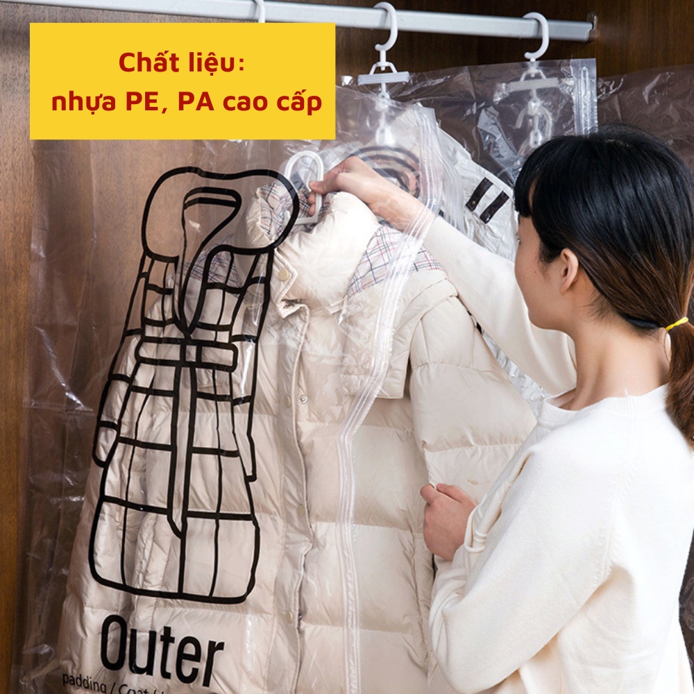 Túi Hút Chân Không GOCI Chống Bụi Bảo Vệ Quần Áo Túi Treo Hút Chân Không Siêu Dày Kèm Móc Treo Xoay 360 Độ