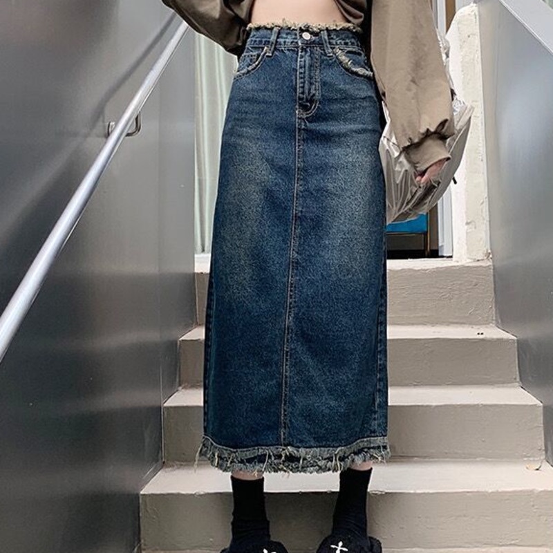 Chân Váy Jean Chữ a Lưng Cao Thời Trang Hàn Quốc
