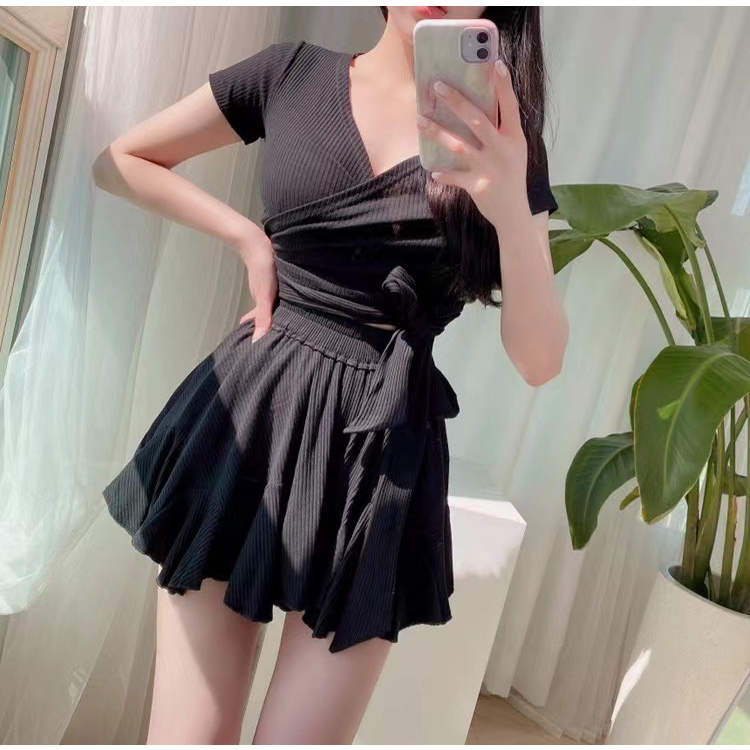 Bộ Đồ Bơi Váy Xẻ Tà Lưng Cao Nổi Bật Phong Cách Mới 2023 Cho Nữ Sinh