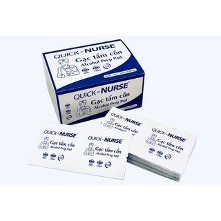 Gạc tẩm cồn khô Quick nurse, Gạc tẩm cồn, Gạc cồn khô, Gạc sát trùng. Hộp 100 miếng. Giao hoả tốc