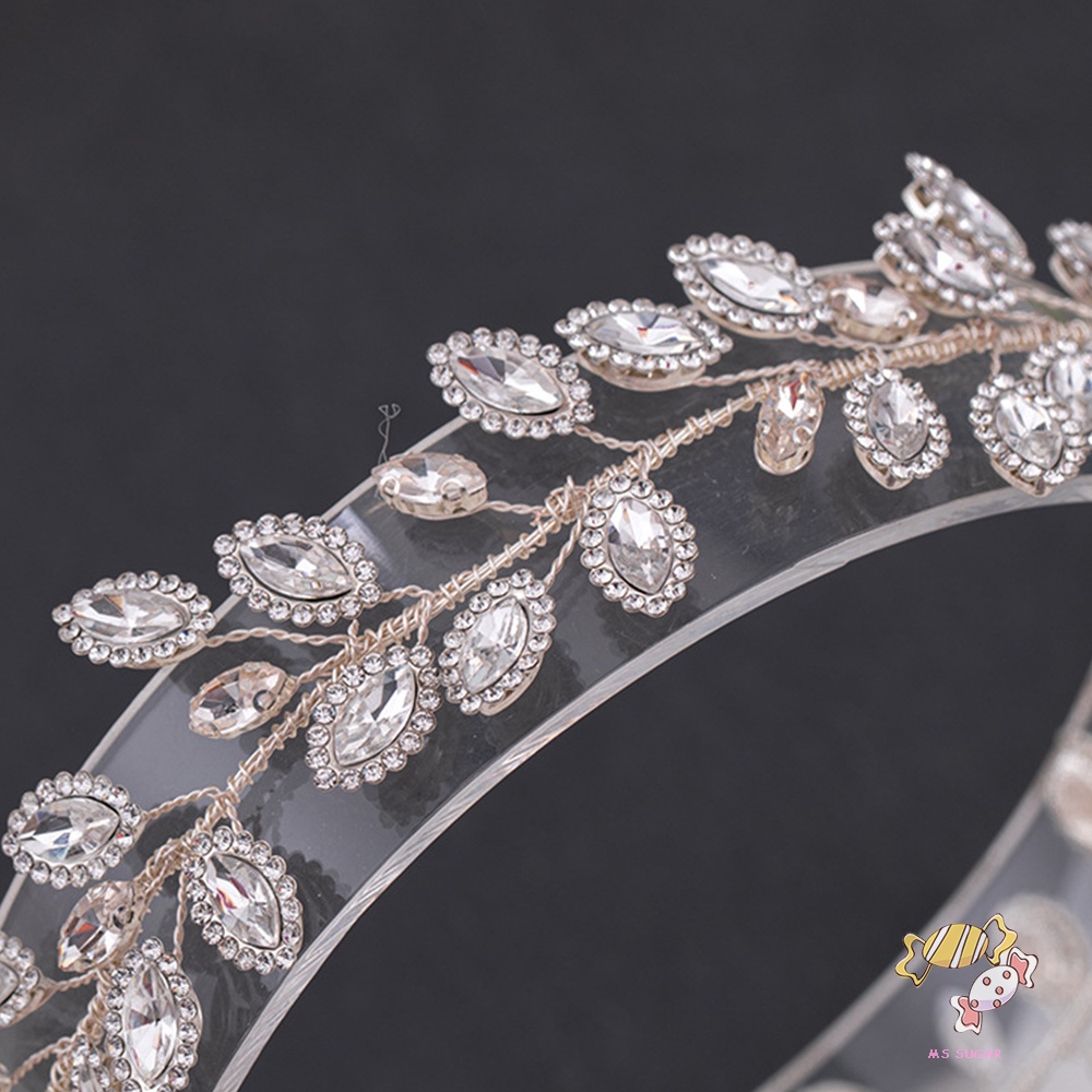 YADORNOS Băng Đô Cài Tóc Hình Lá Bằng Bạc Có Đính Đá Lấp Lánh