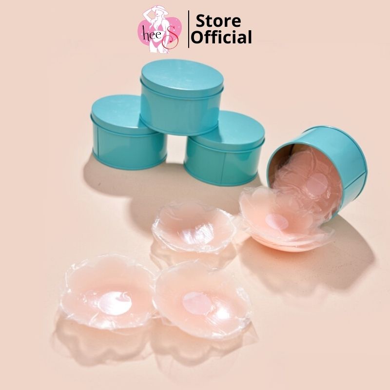 Miếng dán ngực silicon dán ti Hộp 5 cặp sử dụng nhiều lần HeeS999