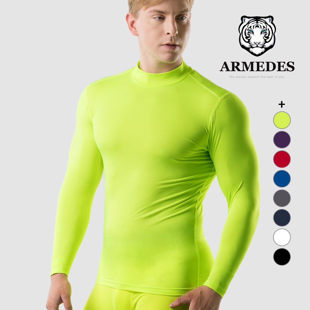 Áo Thun Thể Thao Nam Cổ lọ thấp Tập Gym  99% Polyester Siêu Thấm Hút và Mát Mịn Chính Hãng ARMEDES Hàn Quốc - AR 53