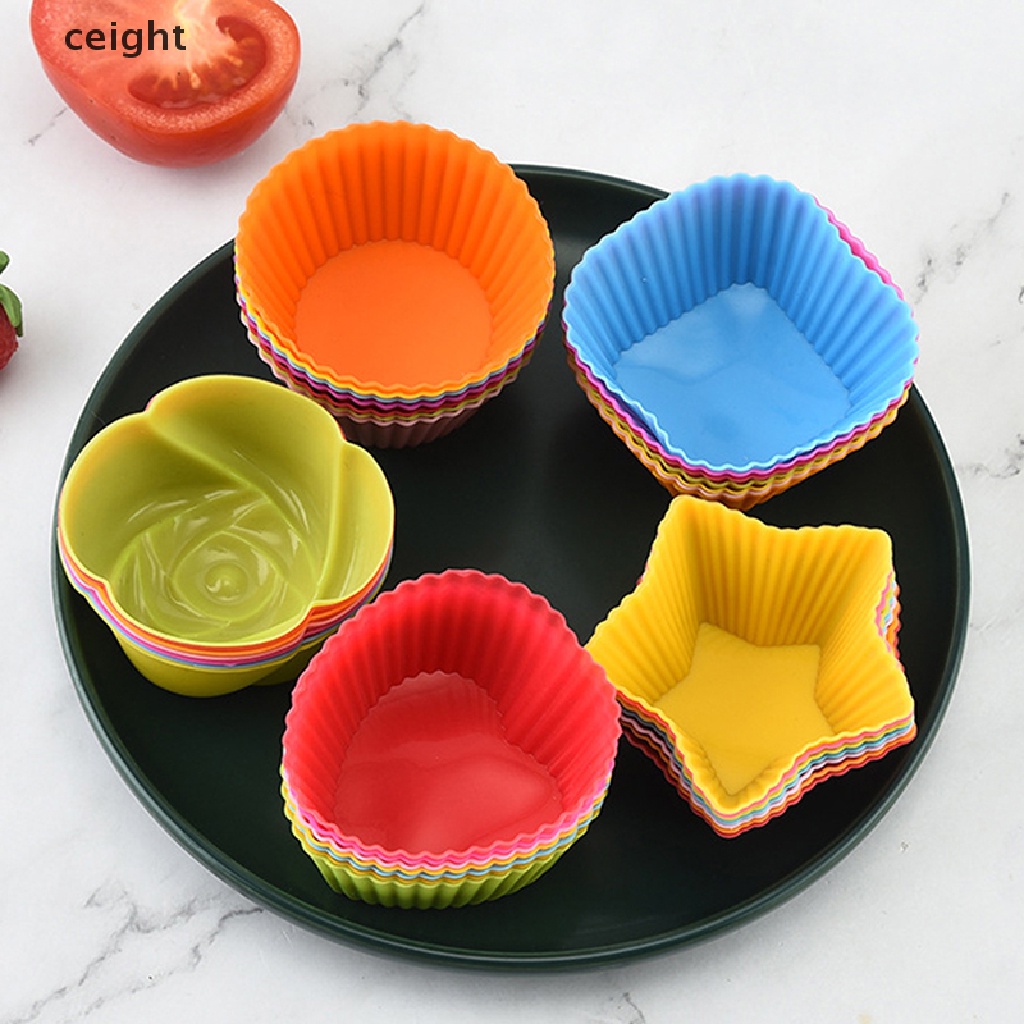 Set 7 Khuôn Silicon Làm Bánh Muffin Hình Tròn Tiện Dụng Cho Nhà Bếp