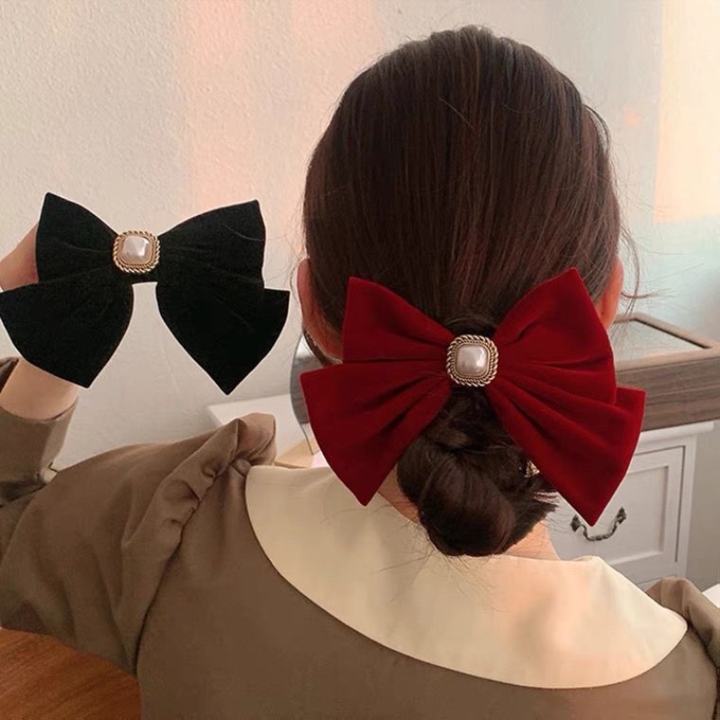 Kẹp Tóc Hình Nơ Màu Trơn Ngọt Ngào Cho Nữ