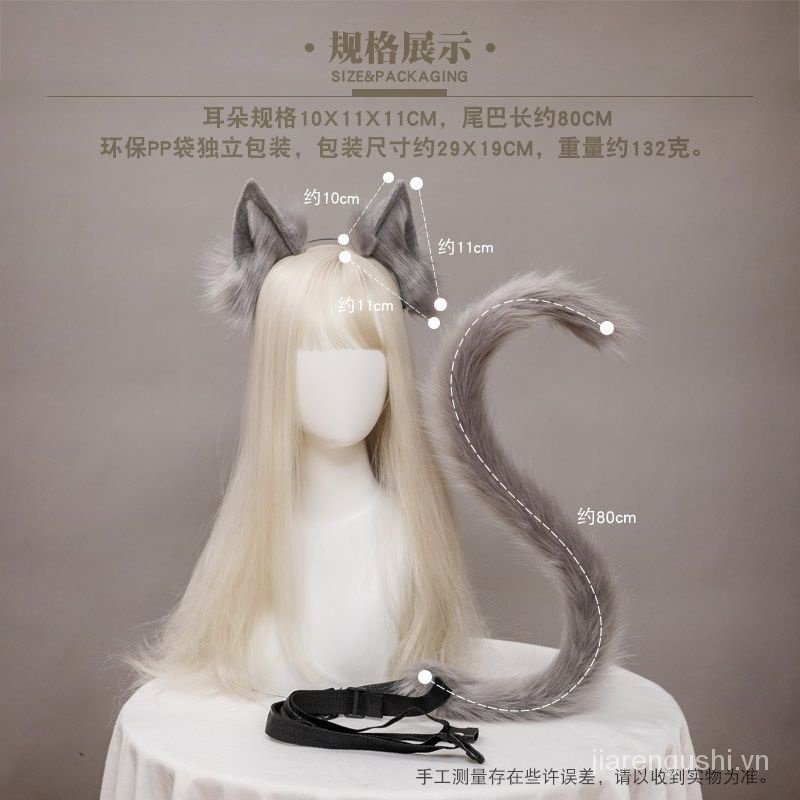 Cat ear cat tail simulation ear hairband maid cat ear Lolita headdress beast ear tail 0D25