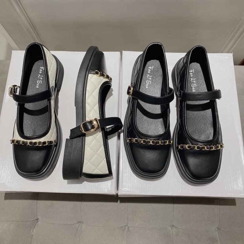 Giày Mary Jane - Giày búp bê FANLISHA Quai Ngang Trơn Xích Đế Độn 3p QCCC