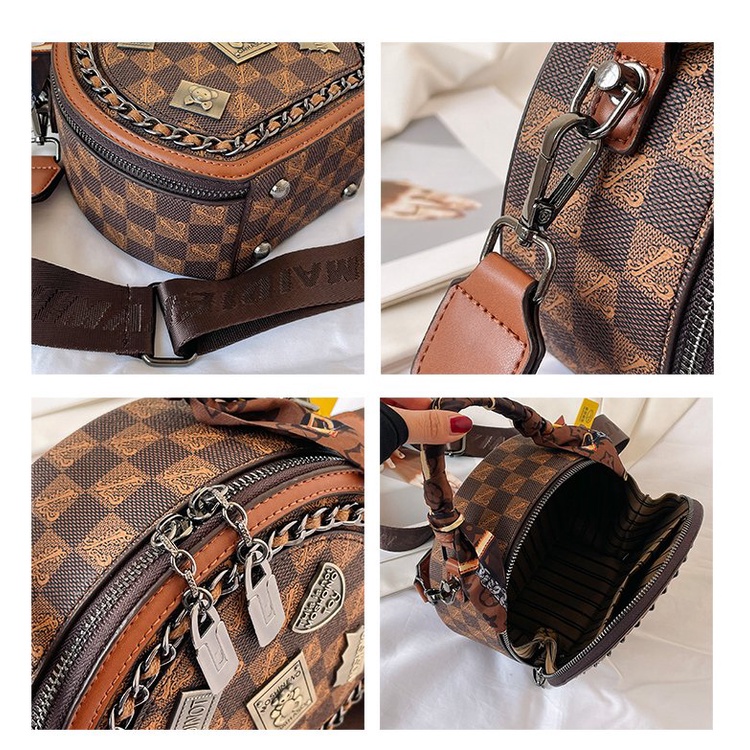 Túi Đeo Chéo Da pu Phối Pvc Màu Tương Phản Thời Trang Cho Nữ