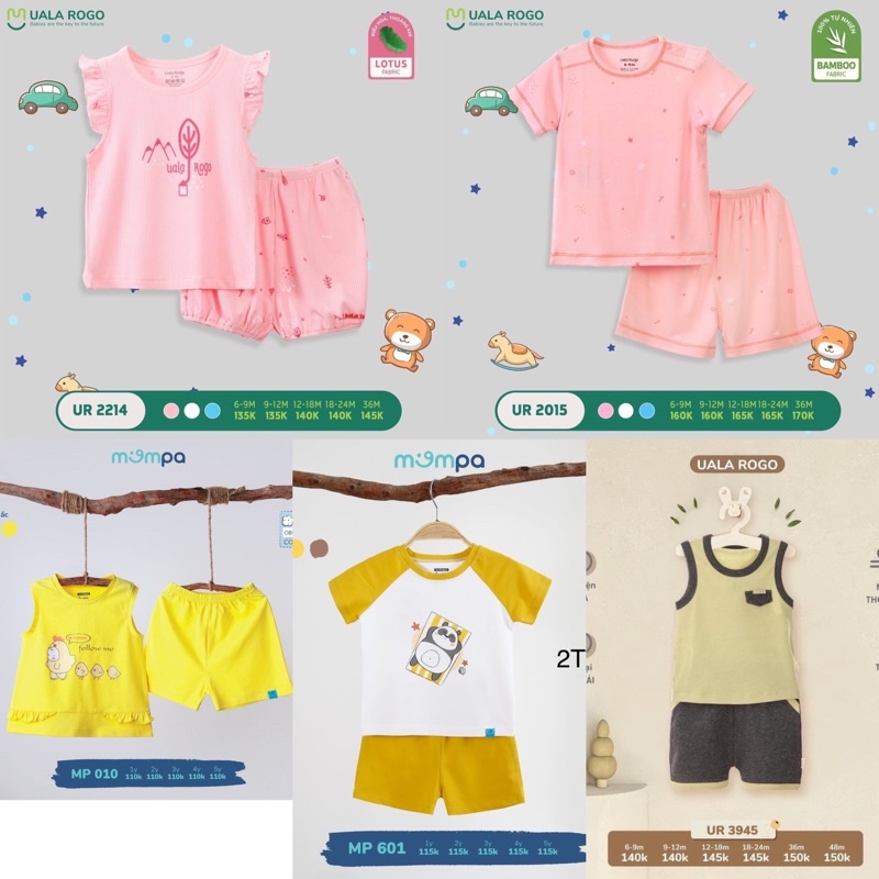 Hàng lẻ size quần áo cho bé UalaRogo, Mompa