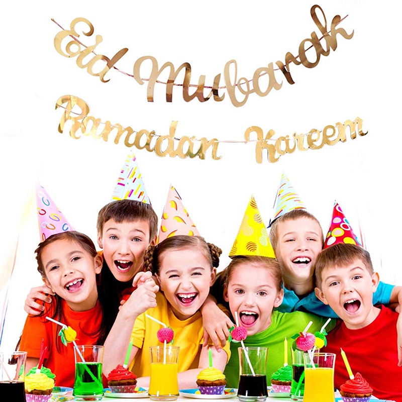 Cờ Treo Trang Trí In Chữ Ramadan Kareem Màu Vàng