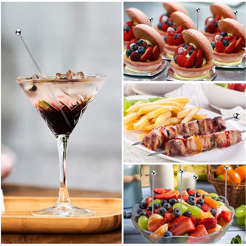 Bộ 15 Cây Tăm 4 inch Bằng Thép Không Gỉ Có Thể Tái Sử Dụng