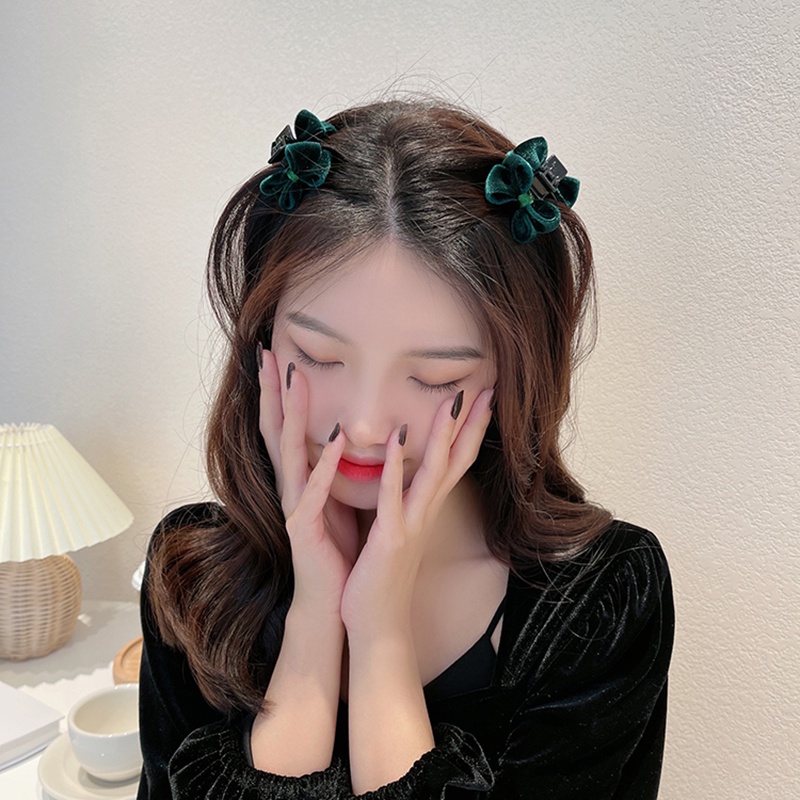 Kẹp Tóc Nhỏ Hình Nơ Bằng Nhung Thời Trang