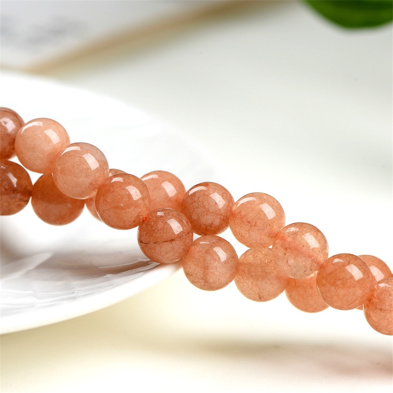 █diy●Chuỗi Hạt Đá Chalcedony Tròn Màu Cam Ánh Trăng Chalcedony Dùng Làm Trang Sức