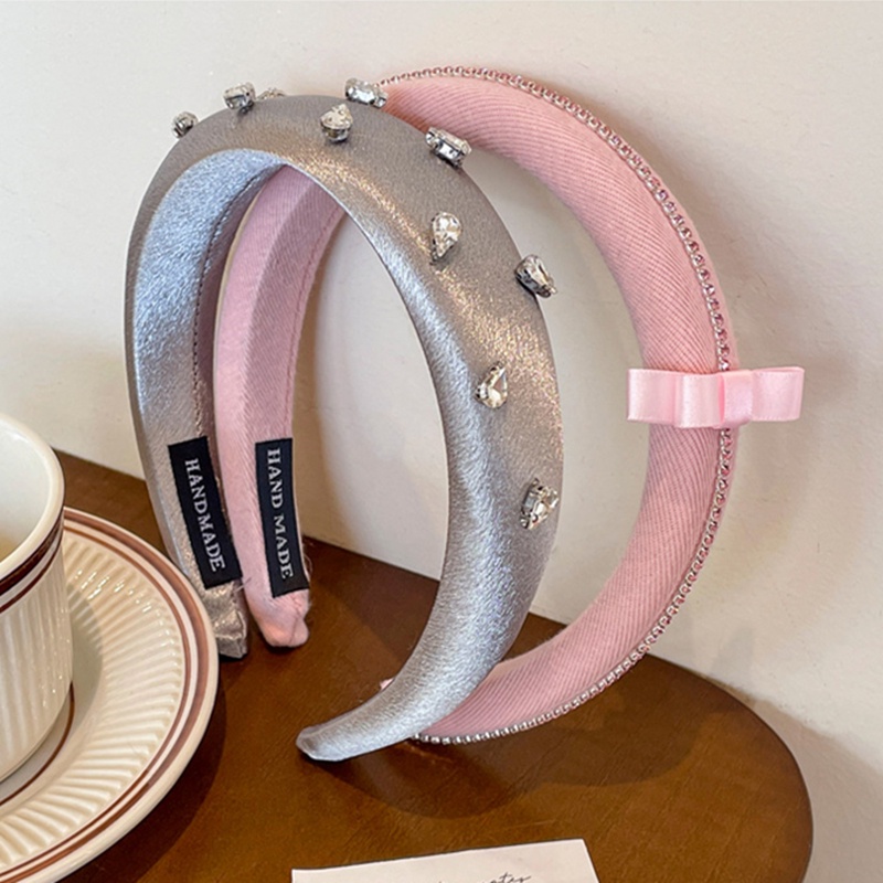 Băng Đô Cài Tóc Đính Đá Hình Nơ Phong Cách retro Pháp Cho Nữ