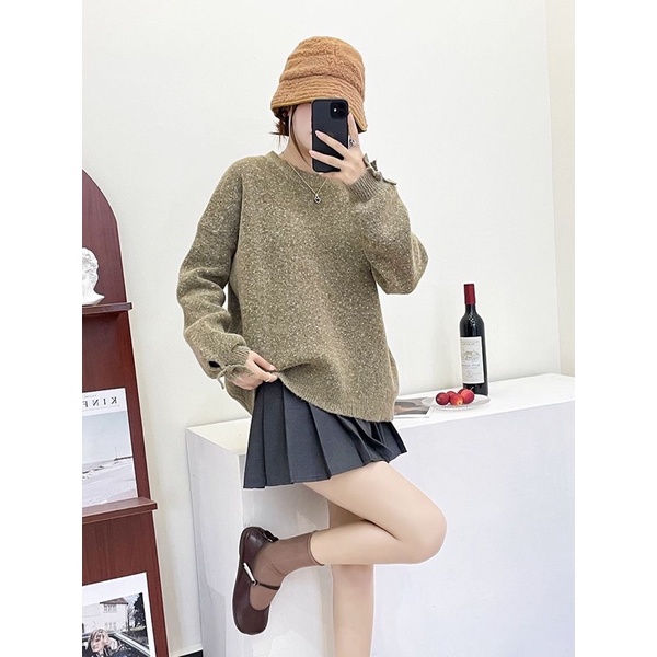 Áo len thắt nơ tay bồng chấm gạo