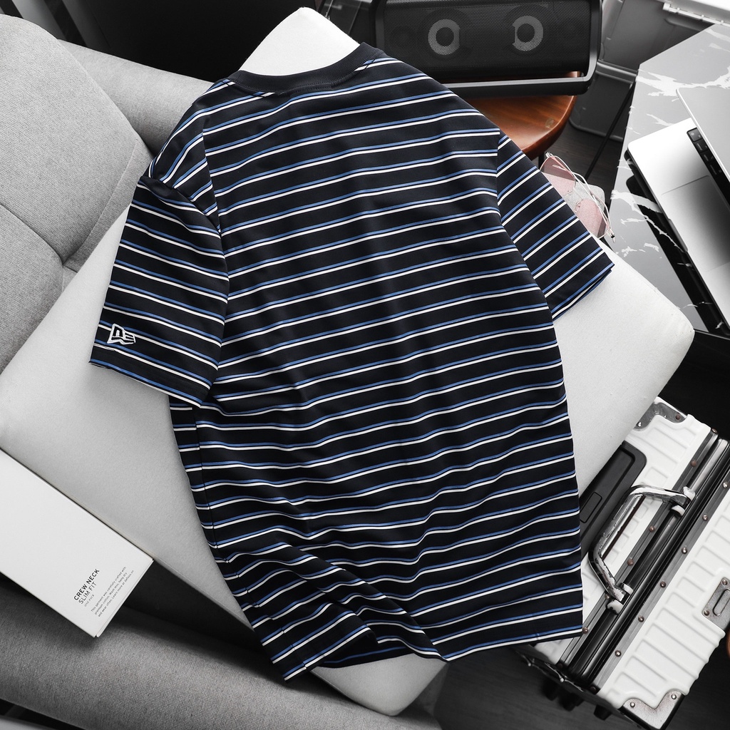 Áo thun thời trang unisex  kẻ sọc full,logo thêu nổi, chất cotton 100% MB09