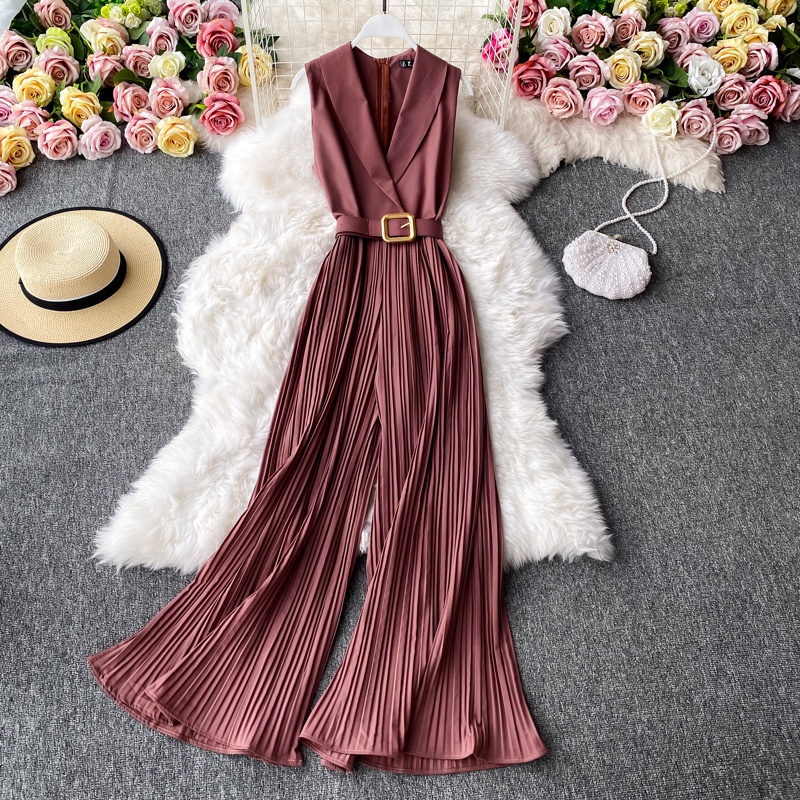 Bộ Áo Liền Quần Ống Rộng Ôm Eo Thời Trang Pháp Cổ Điển Cao Cấp