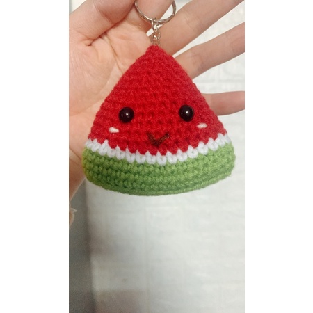 Móc khoá dưa hấu len handmade