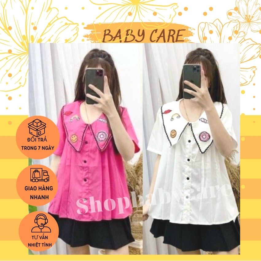 ÁO BẦU CHẤT THÔ MỀM CỔ SƠ MI THÊU XINH XẮN- ÁO RẺ KIỂU DÁNG TRẺ TRUNG- ÁO CÔNG SỞ XÌ TIN CHO MẸ BẦU