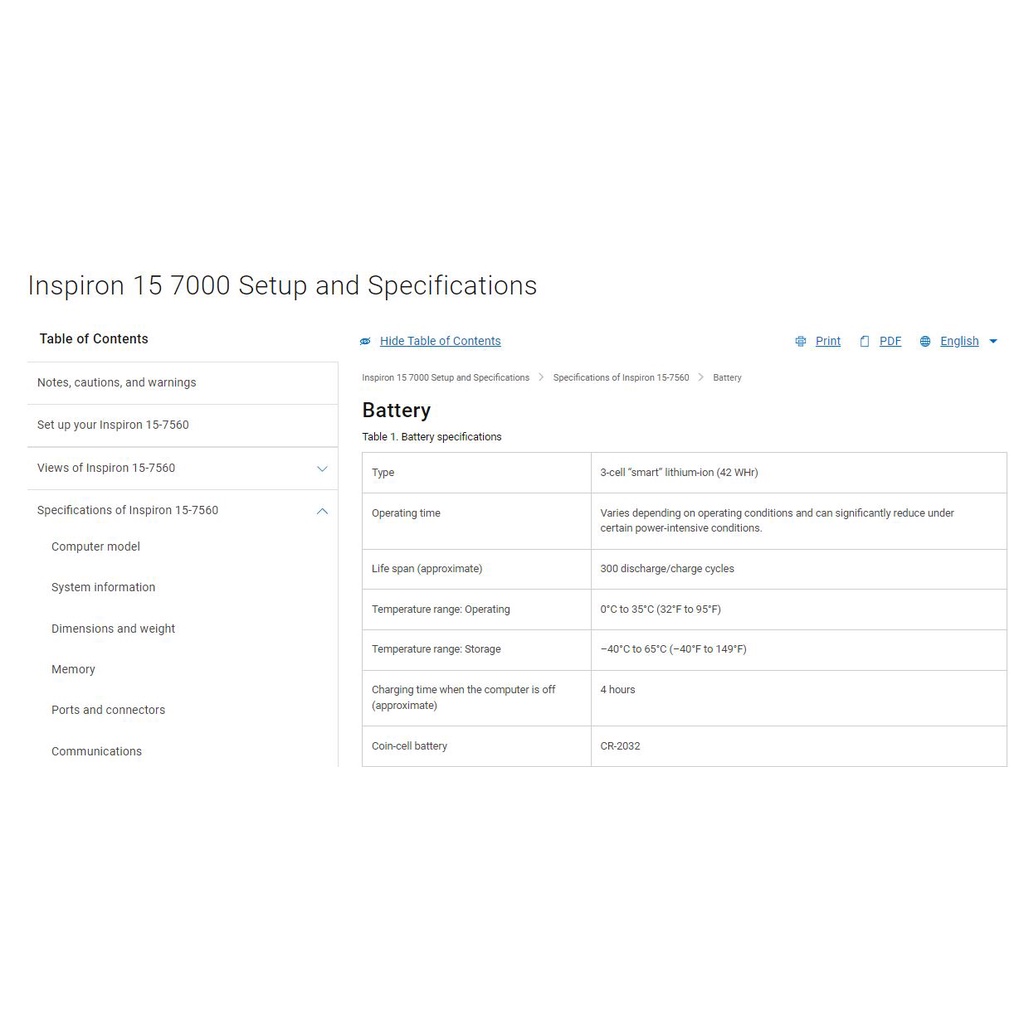 Pin dell Inspiron 15 7560