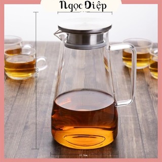 Ấm pha trà Deli inox 1400ml,bình pha trà thủy tinh ,bình ủ trà cao cấp,bình đựng nước cao cấp