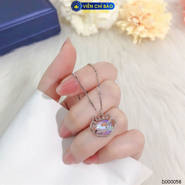 Dây chuyền trường mệnh đá mặt trăng chất liệu bạc Thái 925 thời trang phụ kiện trang sức nữ Viễn Chí Bảo D000058