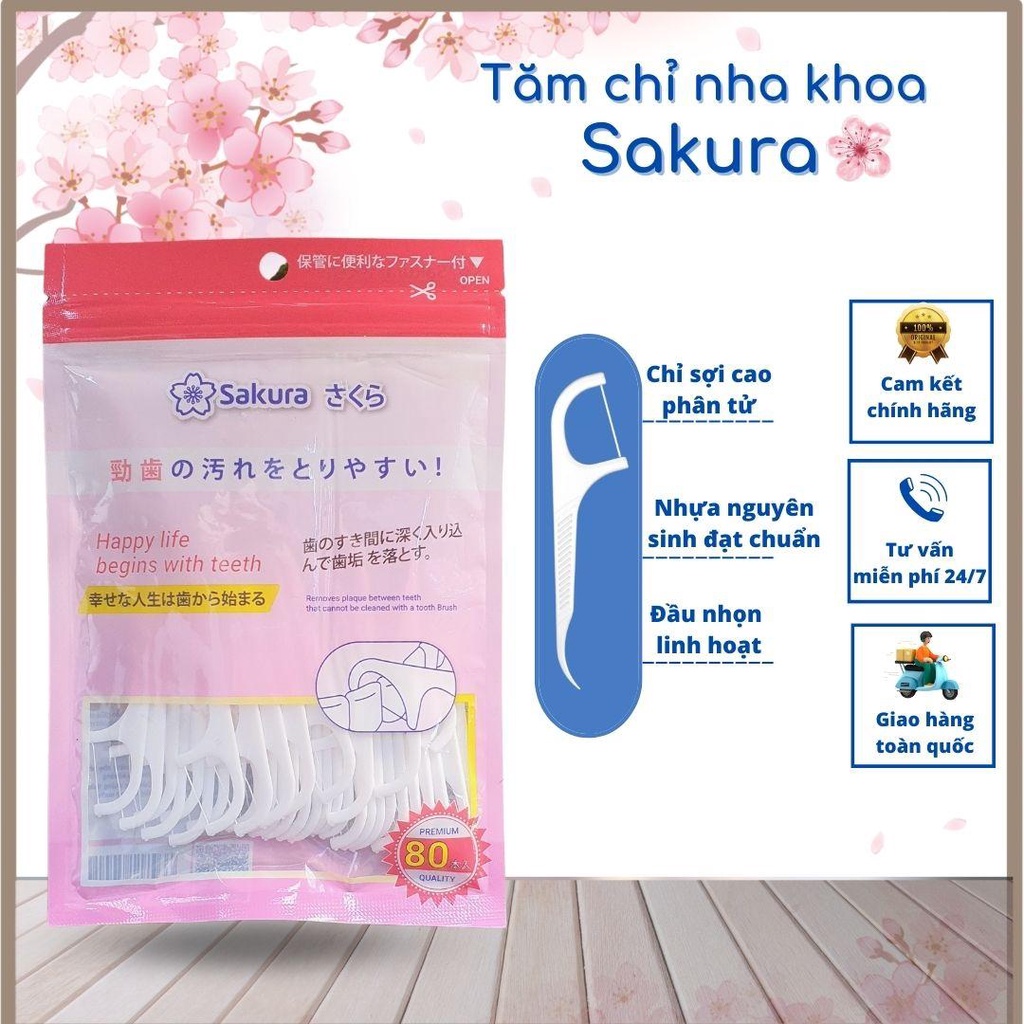 Tăm chỉ nha khoa Kichilachi - Technology by Japan, tiện lợi, về sinh răng miêng, gói 80 cây - Loki