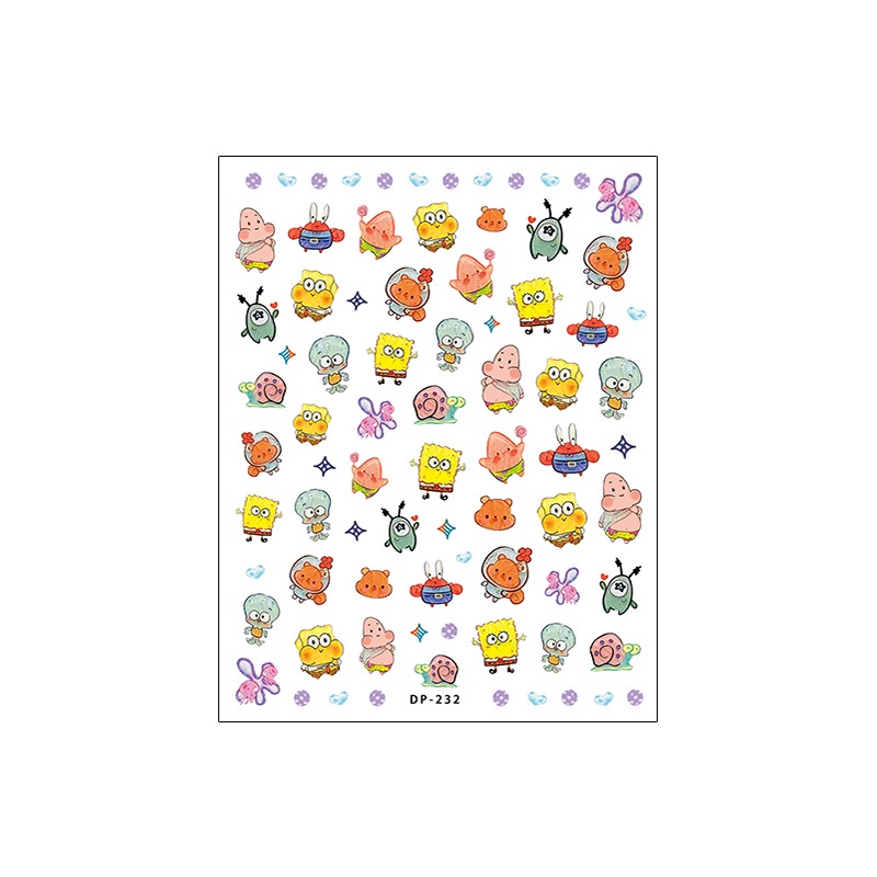 Miếng Dán Trang Trí Móng Tay 5D Hình SpongeBob Dễ Thương DP-232