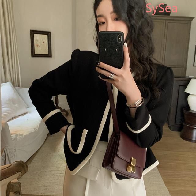 Áo Khoác Màu Đen Thiết Kế Tối Giản Thời Trang Theo Phong Cách Pháp Cho Nữ