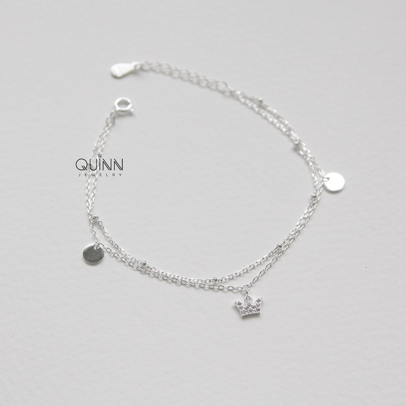 Lắc tay Crownie - lắc tay nữ bạc 925 vương miện đính đá dây đôi