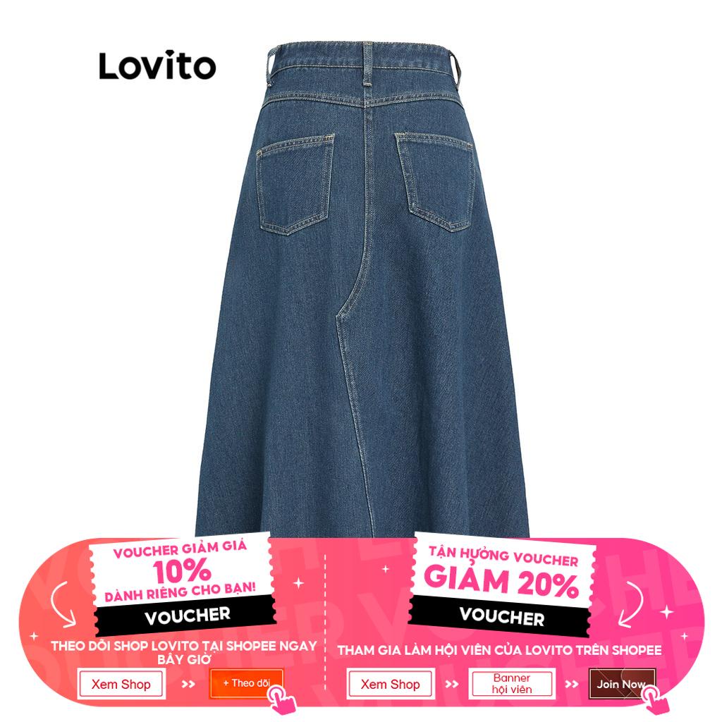 (Vật phẩm thiết yếu) Váy denim nữ có túi cơ bản giản dị