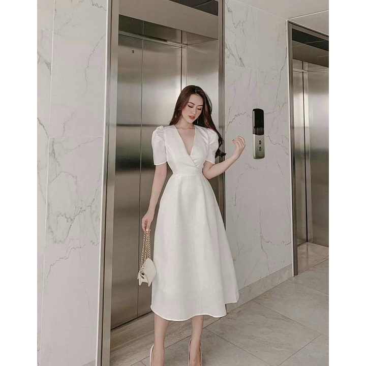 Đầm Dự Tiệc Cổ Tim,Maxi Xoè Tay Phồng Chất Tafta Cao Cấp mịn 2 Lớp full ( Tặng Kèm Tag Hoa Rời) Thời Trang Thiết Kế [MJP