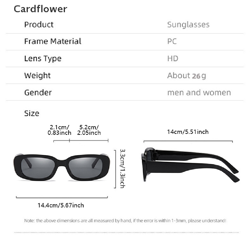 < Cardflower > Kính Mát Thời Trang Hình Chữ Nhật Phong Cách Vintage Thời Trang Cho Nam Nữ Dự Tiệc Lễ Hội Hàng Mới Nhất