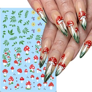 Miếng dán trang trí móng tay hình hoa tulip lá cây nấm xinh xắn gleb171