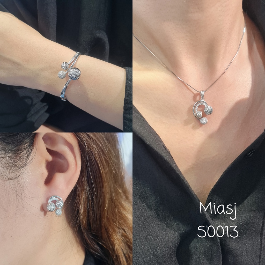 Set bộ 4 món nạm đá CZ cao cấp miễn phí Xi Kim | MiASJ Trang sức bạc