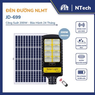 Đèn đường năng lượng mặt trời jindian công suất 200w khung nhôm, chip led "smd" - bh 02 năm