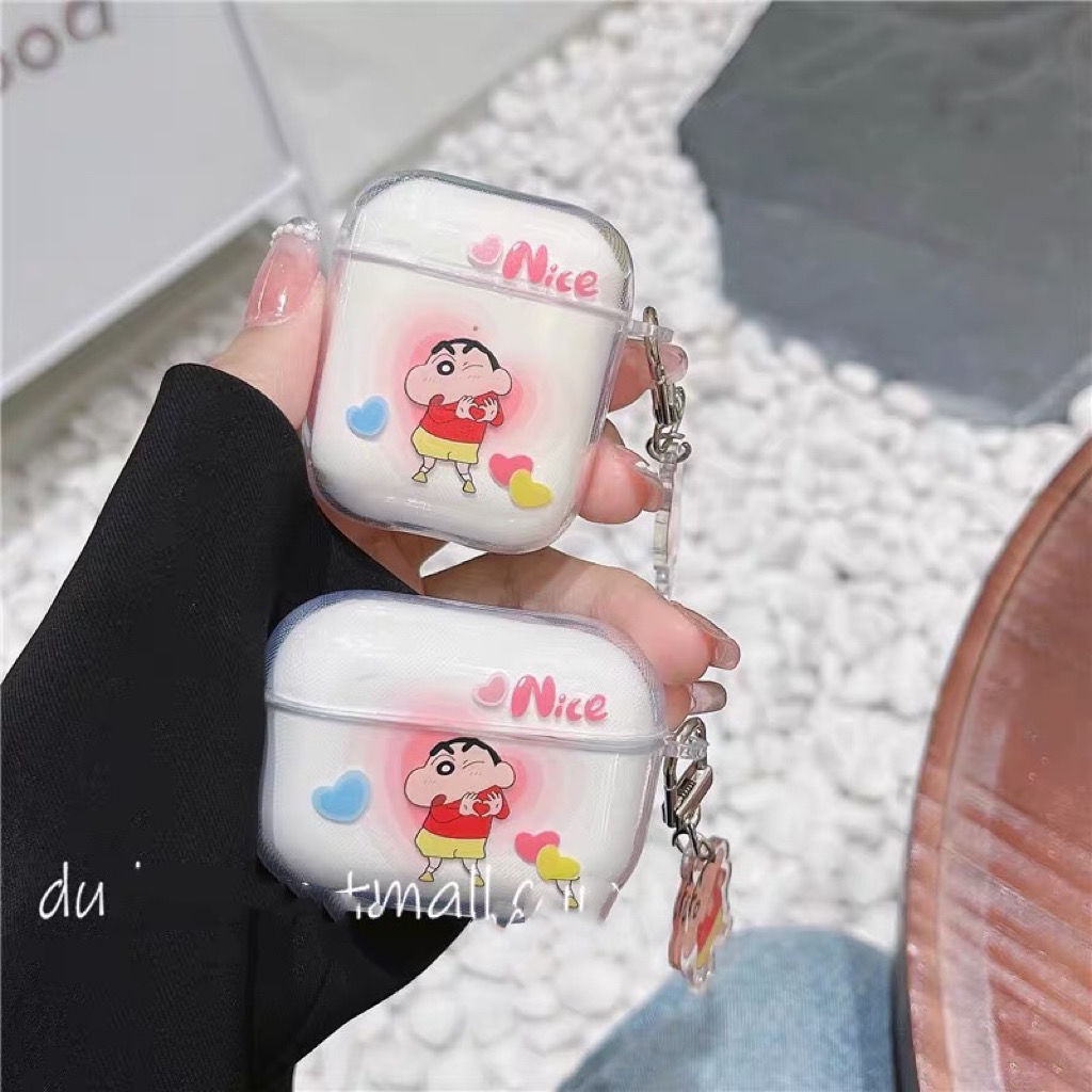 Vỏ Bảo Vệ Hộp Sạc Tai Nghe Airpods 1 2 3 Apple Bluetooth Không Dây Họa Tiết Cậu Bé Bút Chì Shin-Chan