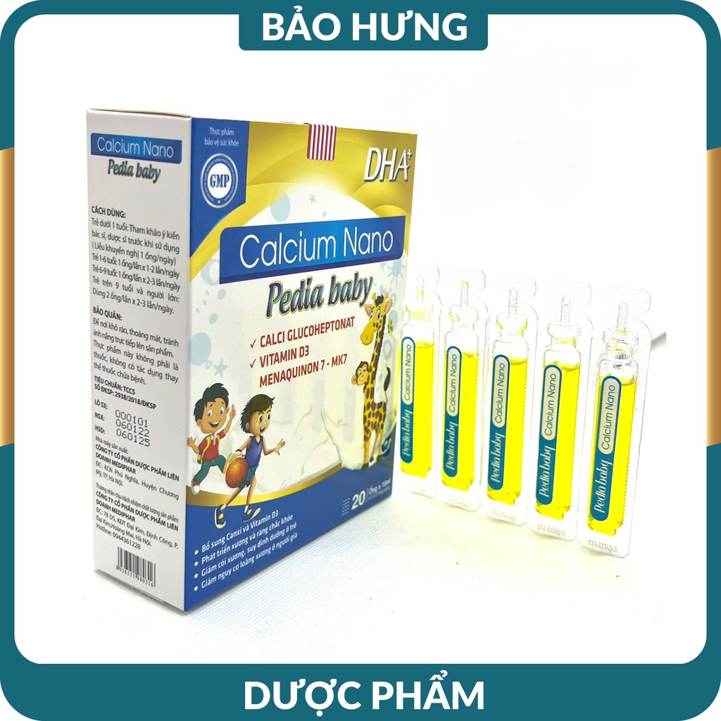 Siro DHA Calcium Nano Pedia Baby bổ sung Canxi và vitamin D3 chống còi xương, phát triển xương và răng chắc khỏe