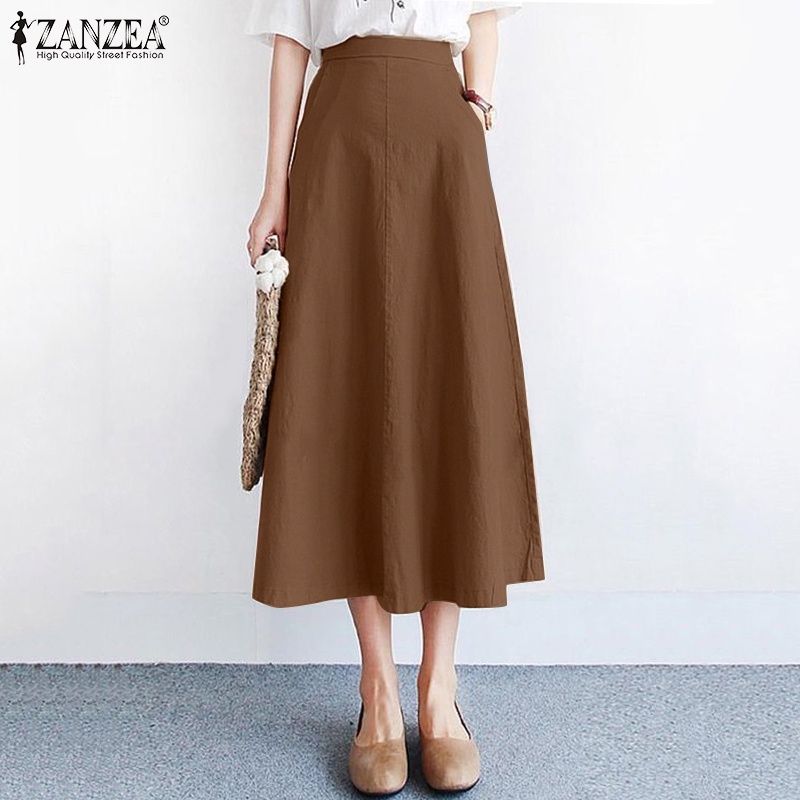 Chân váy ZANZEA màu trơn thanh lịch thời trang Hàn Quốc cho nữ