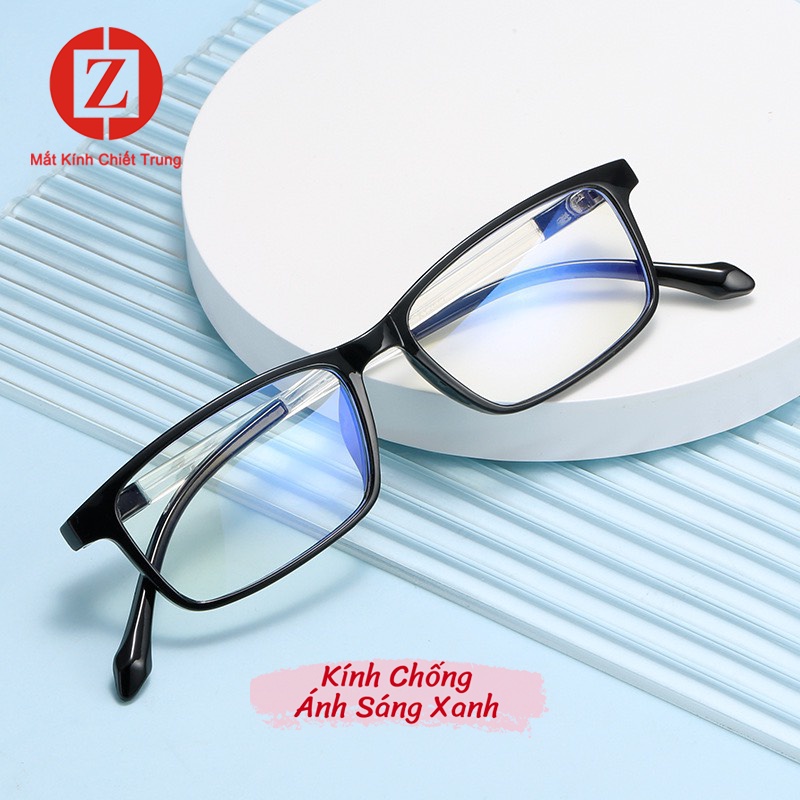 Kính 0 độ chống tia bức xạ bảo vệ mắt gọng vuông nhỏ lịch lãm sang trọng xem điện thoại tiktok không sợ đau mắt H2825