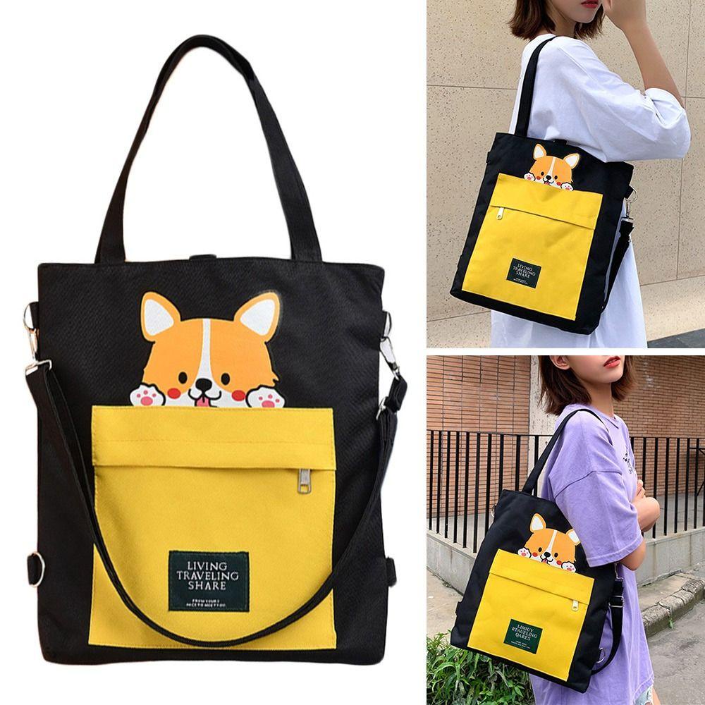 MELODG Túi Tote Đeo Vai Vải Canvas Thời Trang Cho Nữ