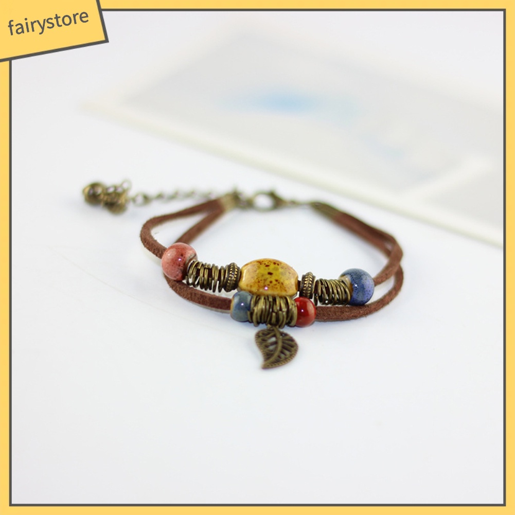 Vòng Tay Da Giả Hai Lớp Đính Hạt Gốm Sứ [Fairy1] [Fairy1]