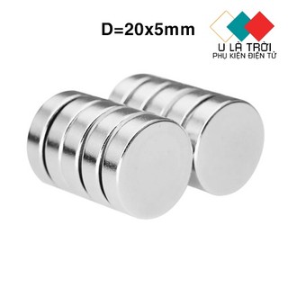 Nam châm đất hiếm 20x5 mm tròn hút cực mạnh