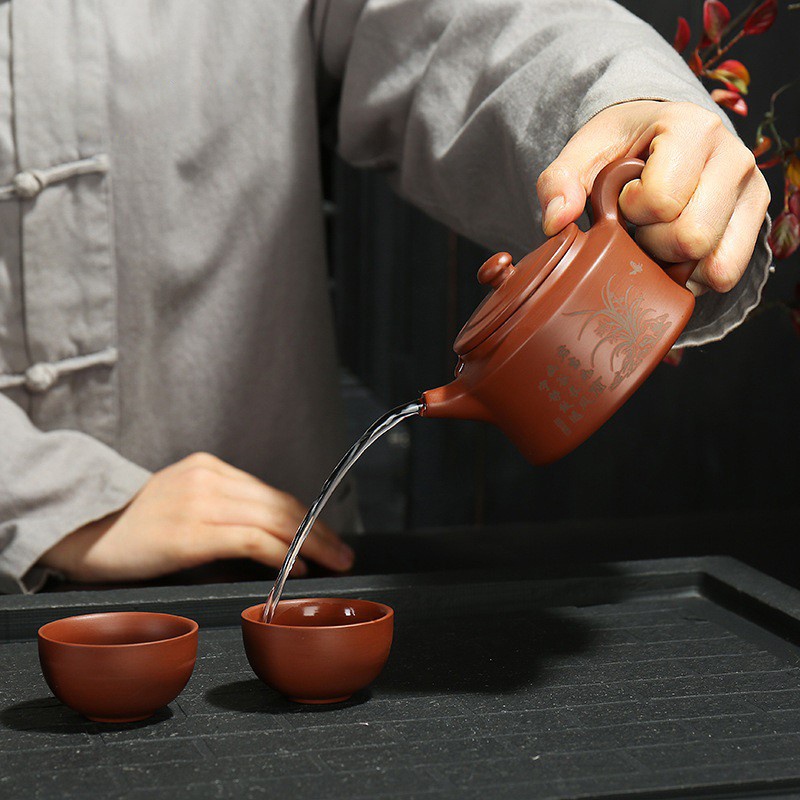 Bộ ấm chén Tử Sa, Gốm sứ Nghi Hưng, Ấm trà phỏng cổ - Kèm hộp Sang Trọng, Cao Cấp, Quà tặng ý nghĩa