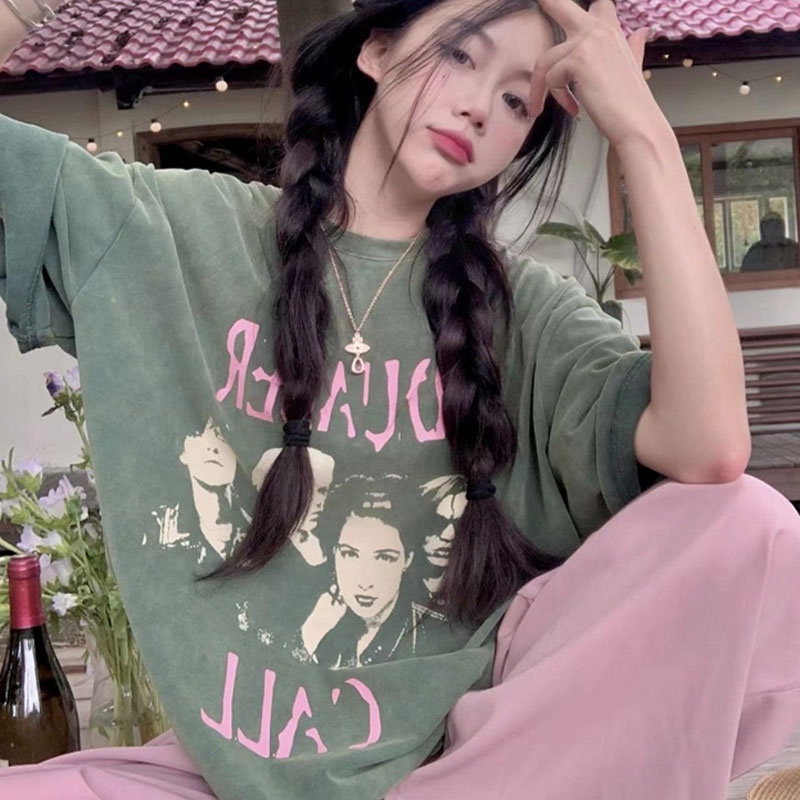 Áo thun XINLANYASHE dáng rộng phong cách Mỹ thời trang mùa hè 2023 cho nữ