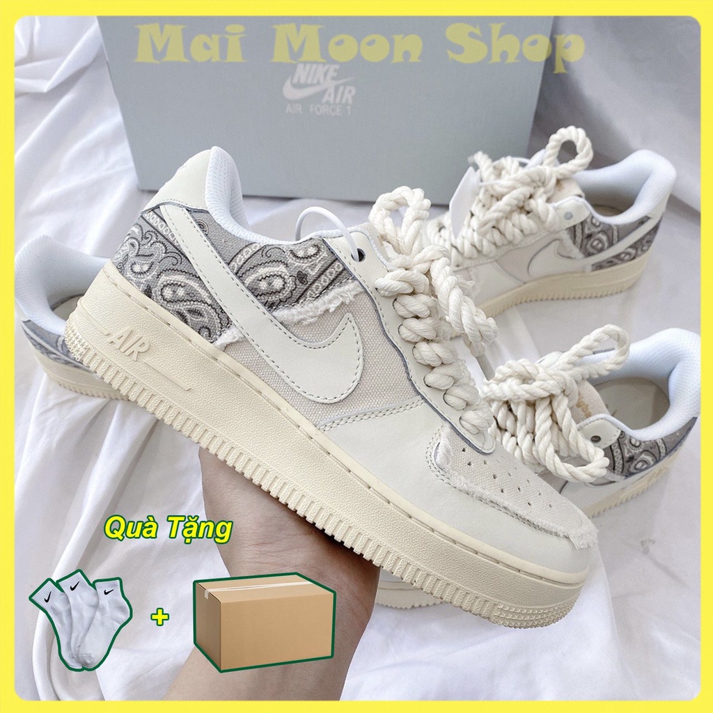 Giày_Nike Air Force 1 Thổ Cẩm Dây Thừng, AF1 Custom Travis Bigbag Bản Cao Cấp Hottrend Full Phụ Kiện