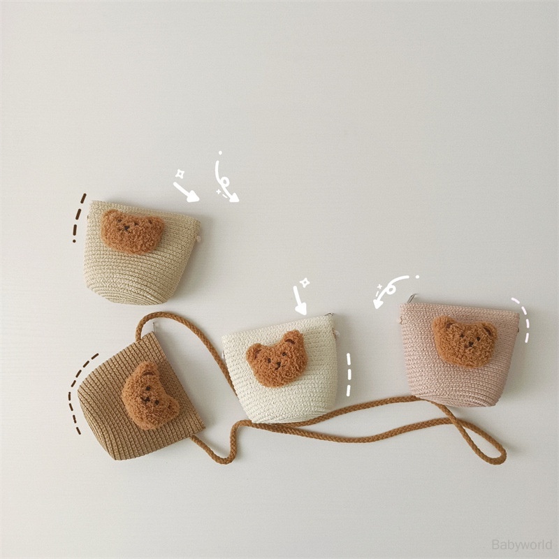 Túi cói Mini Hình Gấu Dễ Thương Cho Bé Gái