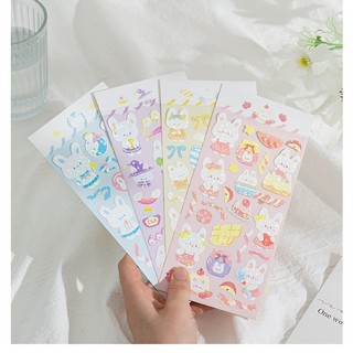 Sticker Rabbit Nhũ Bling Bling Tấm Hình Dán Lung Linh Trang Trí Album Sổ Tay Top Loader