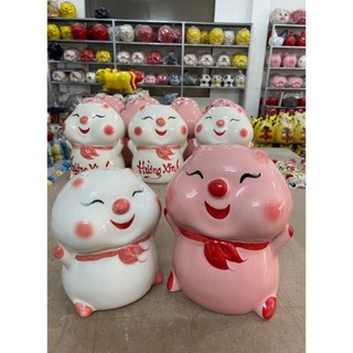 Lợn đất / heo đất / lơn tiết kiệm/ ống heo tiết kiệm lợn sứ tiết kiệm quàng khăn cực đáng yêu - gốm sứ cao cấp bát tràn